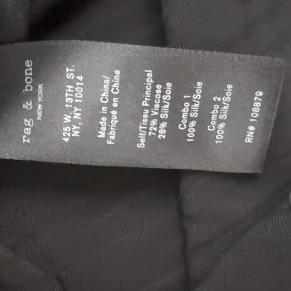 Rag & Bone Danni Black Sheer Chiffon Velvet Silk Button Down Shirt Size Medium - Picture 10 of 13